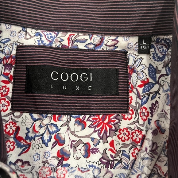 [16.5/17/L]Coogi Luxe Men's Floral Pattern Shirt Black/Red/White/Contemperary - Picture 4 of 11